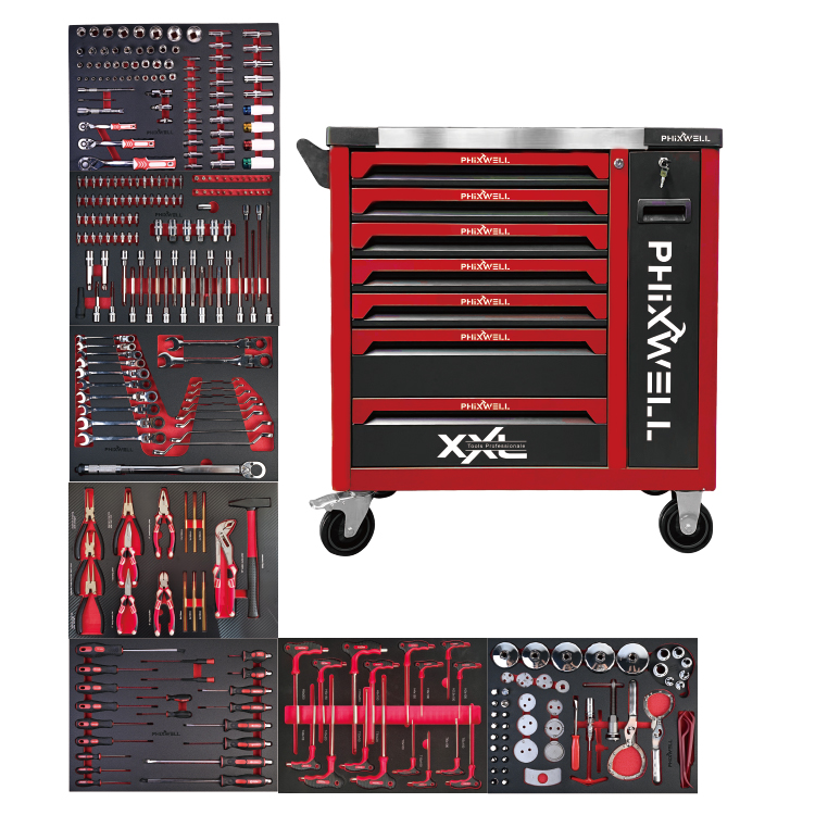 719509 PHIXWELL Armadio portautensili a 7 cassetti con set di utensili da 309 pezzi