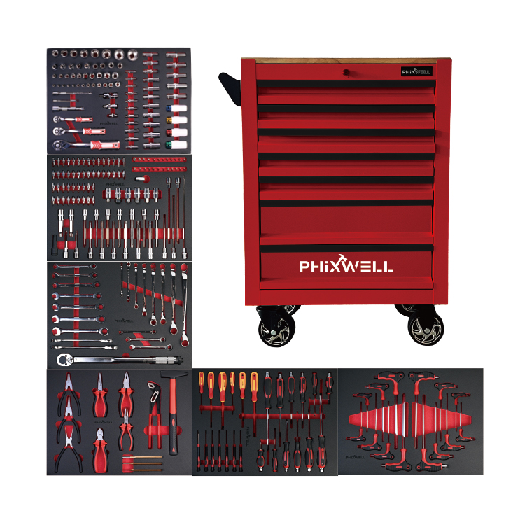 719506 PHIXWELL Mobile contenitore 7 cassetti con piano in legno